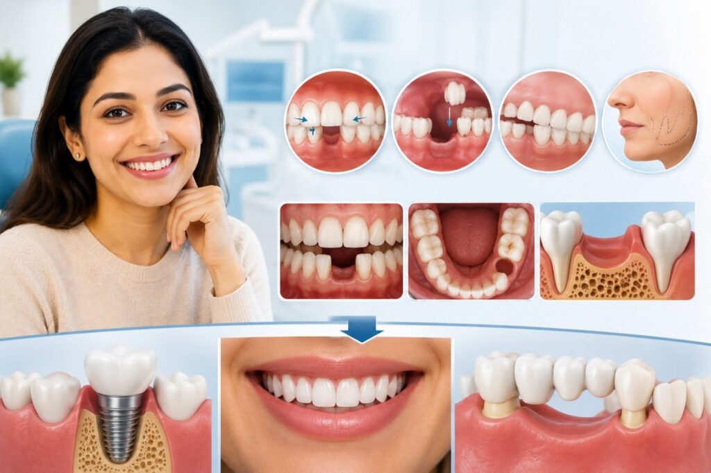 Adjacent teeth shifting and tilting into the gap left by a missing tooth