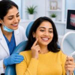 Person accidentally biting their cheek due to crooked teeth and misaligned bite