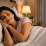 Person lying awake at night suffering from severe tooth pain and discomfort