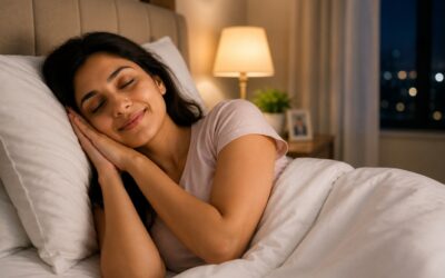 Person lying awake at night suffering from severe tooth pain and discomfort